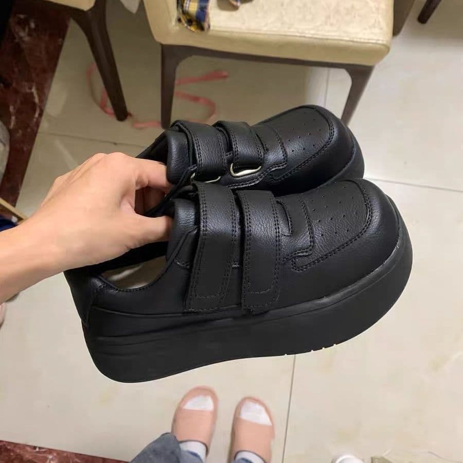Maillard Ugly-cute Big Head Skate Shoes Women 2024 New Bestseller Velcro Thick-soled Versatile White Sneakers Women's Flats