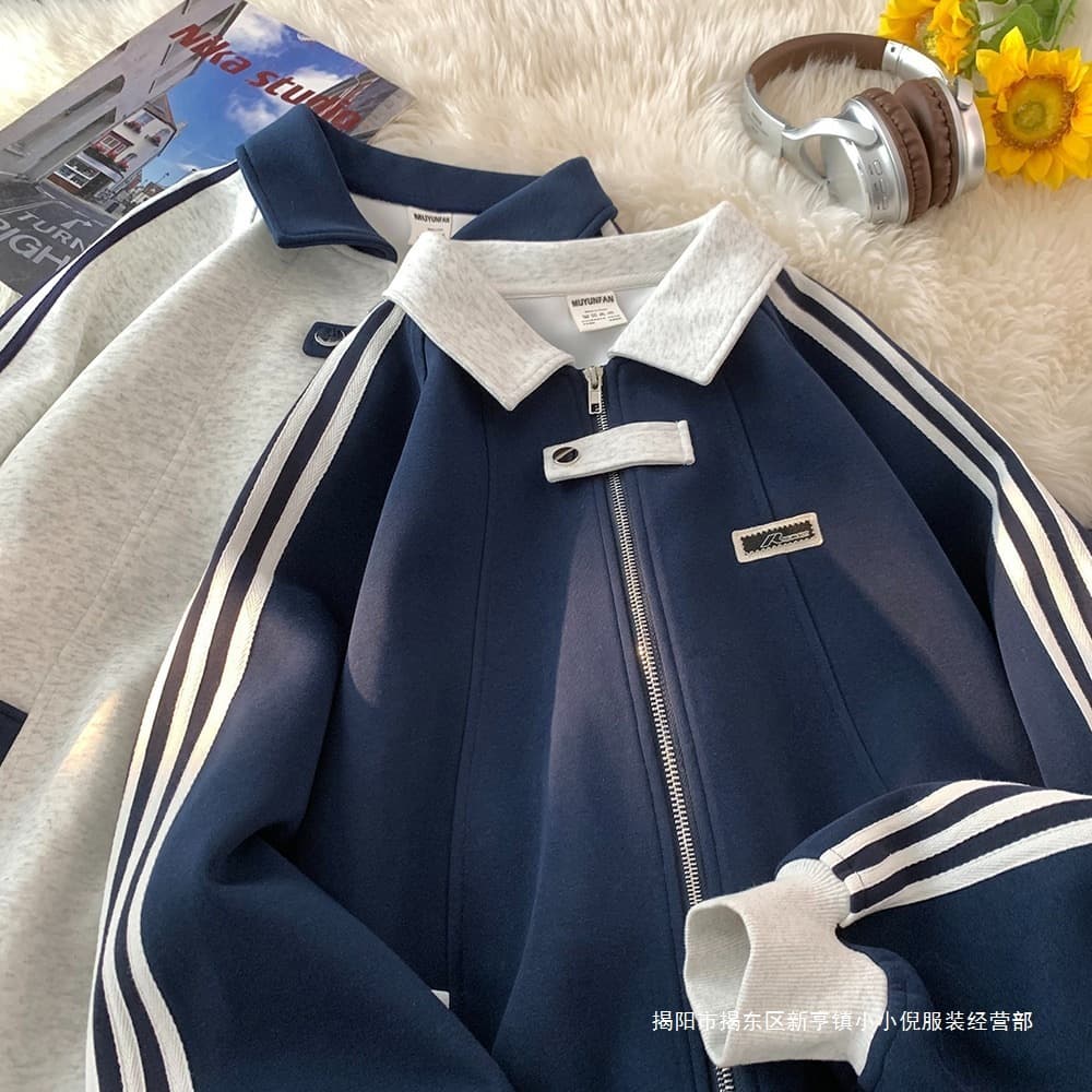 American Patchwork Sports Jacket Men's Winter Heavyweight Streetwear Versatile Couple Outerwear High Street Cool Striped Baseball Jacket