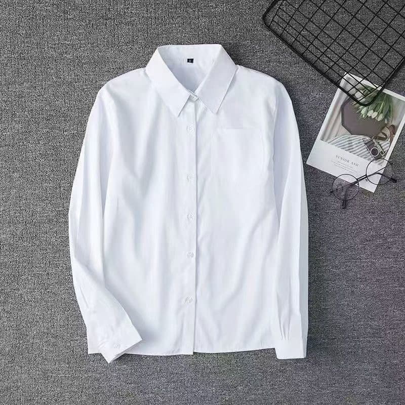 Casual Style White Loose Cotton Shirt Long Sleeve Short Sleeve Men's Women's Business College Fashion Comfortable Leisure