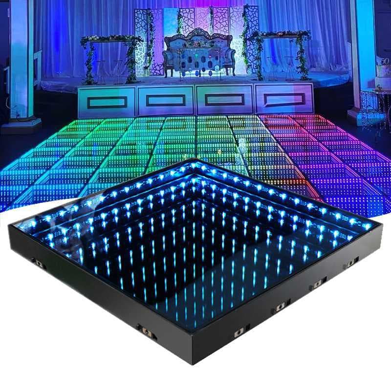 3D Magnetic Mirror Abyss Light KTV Floor Lamp LED Dancing Floor Tile Light Full-Color Party Wedding Stage Lighting
