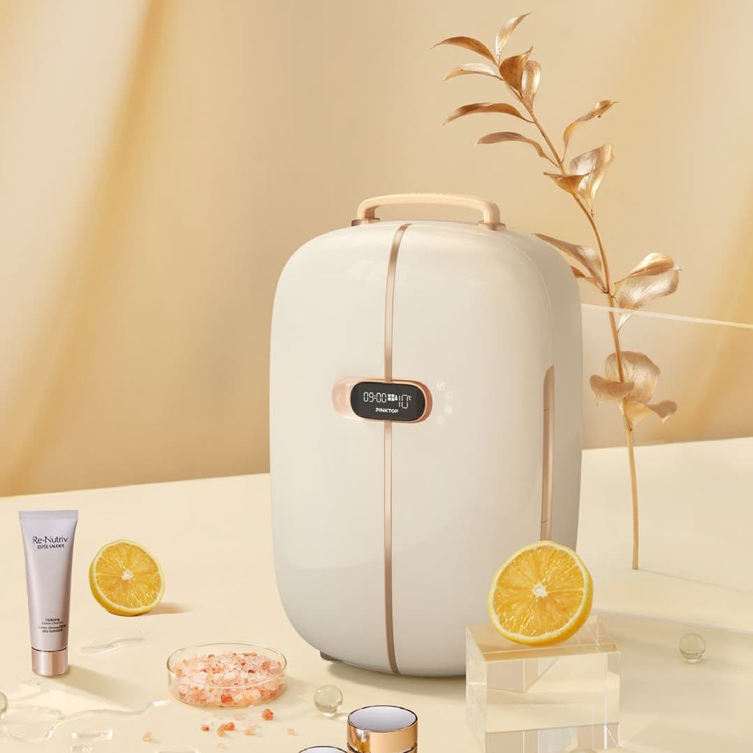 Custom Beauty Fridge 12L Retro Portable Fridge, Dual-Door Digital Display Mini Cosmetic Refrigerator Custom