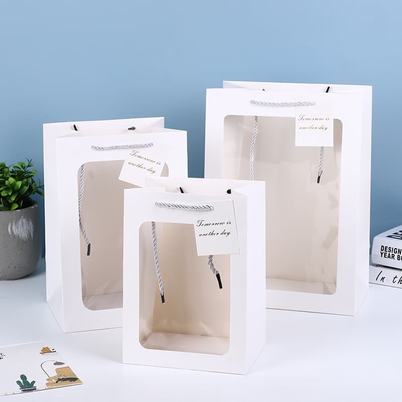 ins transparent window handbag Teacher's Day flower gift handbag party gift box packaging gift bag