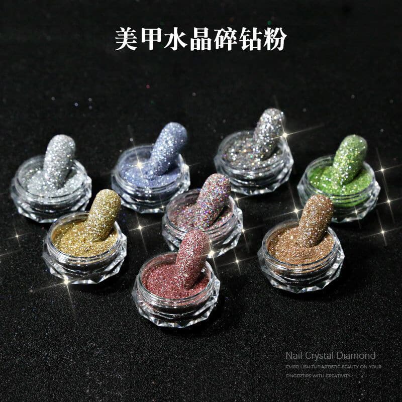Nail Art Micro Drill Gold Crystal Crushed Diamond Powder Nail Decorations Small Crushed Diamond Flash Mixed Glass Diamond Micro Drill