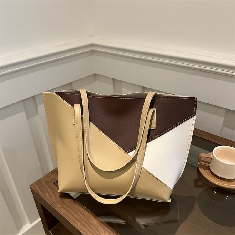 Casual Large Capacity Shoulder Bag Trendy Street Style PU Material Tote Bag for Class Handbag Simple Design Autumn Fashion