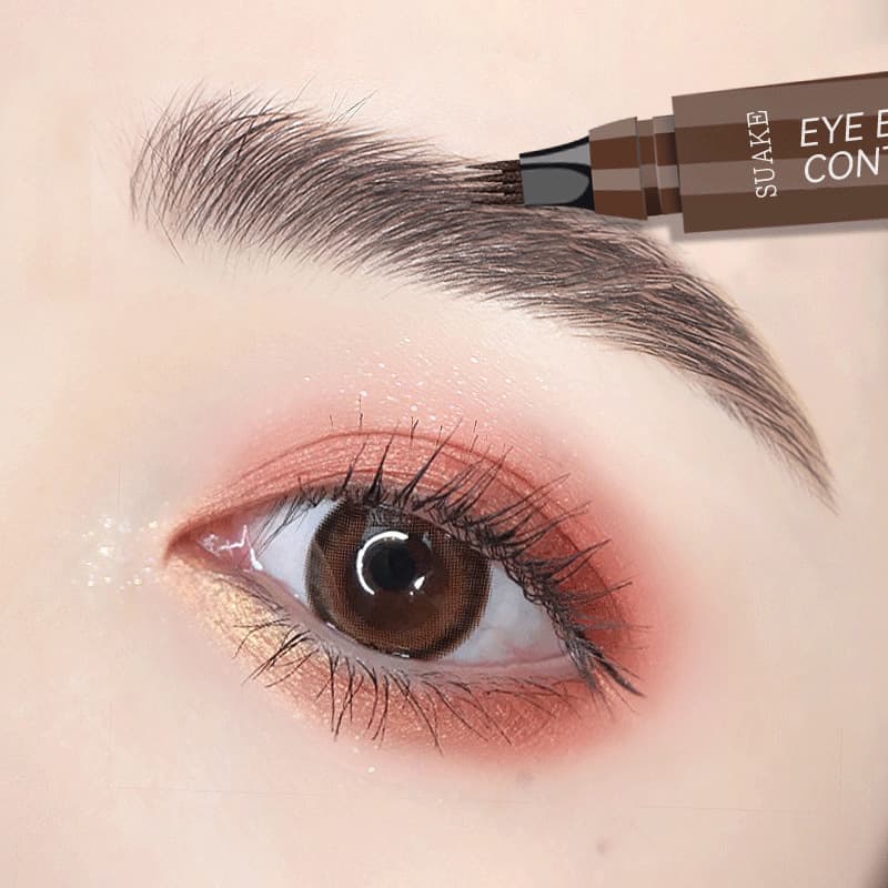 Suake Four-Pronged Eyebrow Pencil for Distinct, Long-Lasting, and Fade-Resistant Eyebrows, Realistic Eyebrow Pencil in Brown, Cross-Border