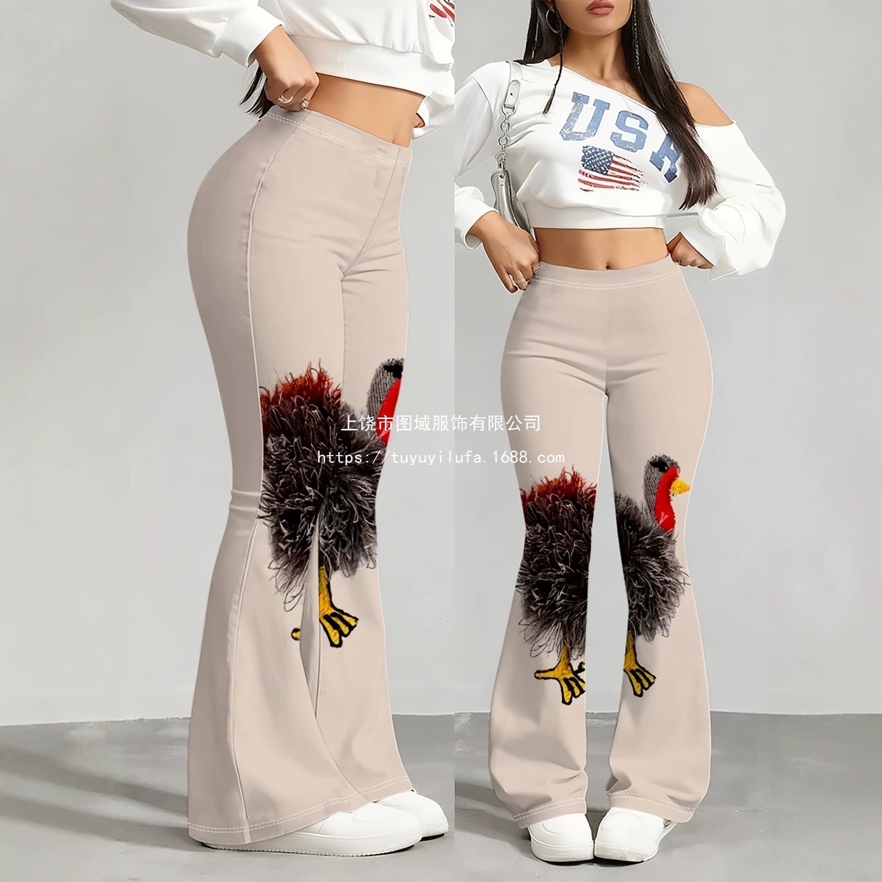 2026 New Women's Multi-Style Trendy Pattern Print High-Waisted Flared Pants Slim Fit Flattering Flared Long Pants