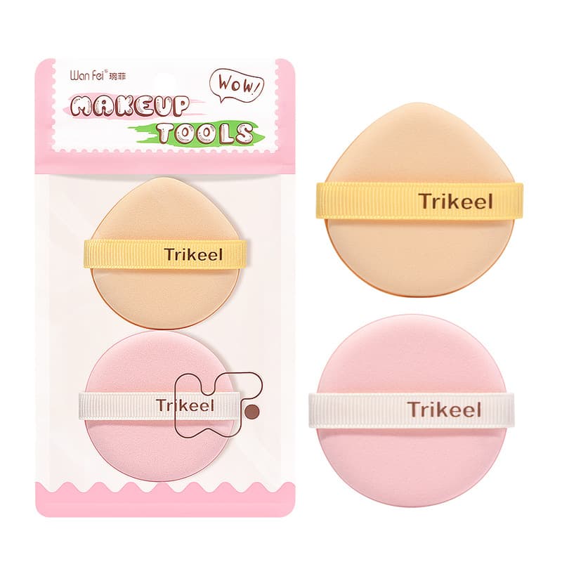 Kawasaki Double-Sided Cushion Makeup Setting Puff Round Non-Absorbent Foundation Powder Compact Replacement Portable Powder Puff 2-Pack