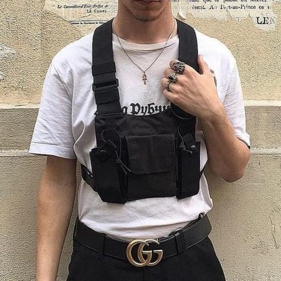 Unisex Multi-Function Chest Bag Ins Hip-Hop Tactical Vest Bag Trendy Workwear Vest-Style Outdoor Backpack