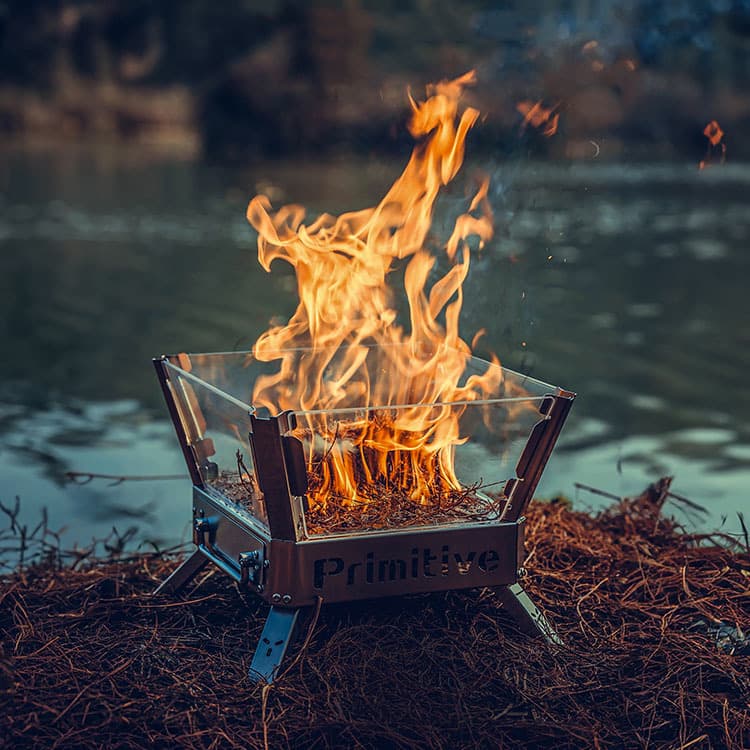 Outdoor Camping Fire Dance Burn Table Stainless Steel Quartz Explosion-proof Glass Wood Stove Portable Folding Fire Stand