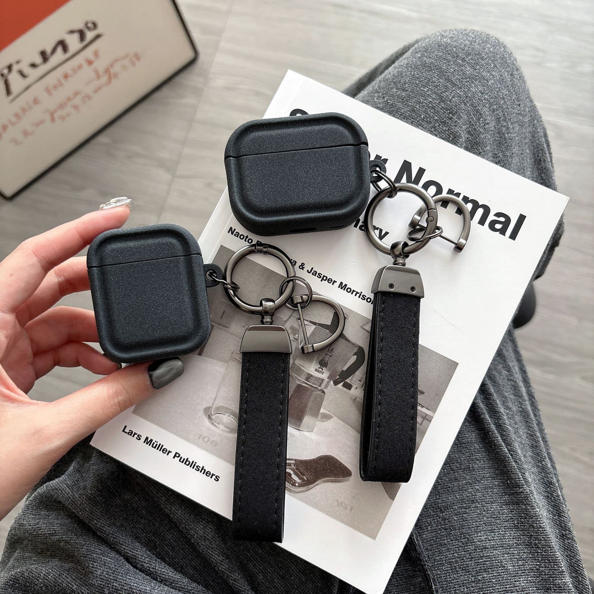 Minimalist Fleece Gray Lanyard Phone Case for AirPods 3/Pro 3 Protective Cover AirPods Pro Apple Earbuds Case