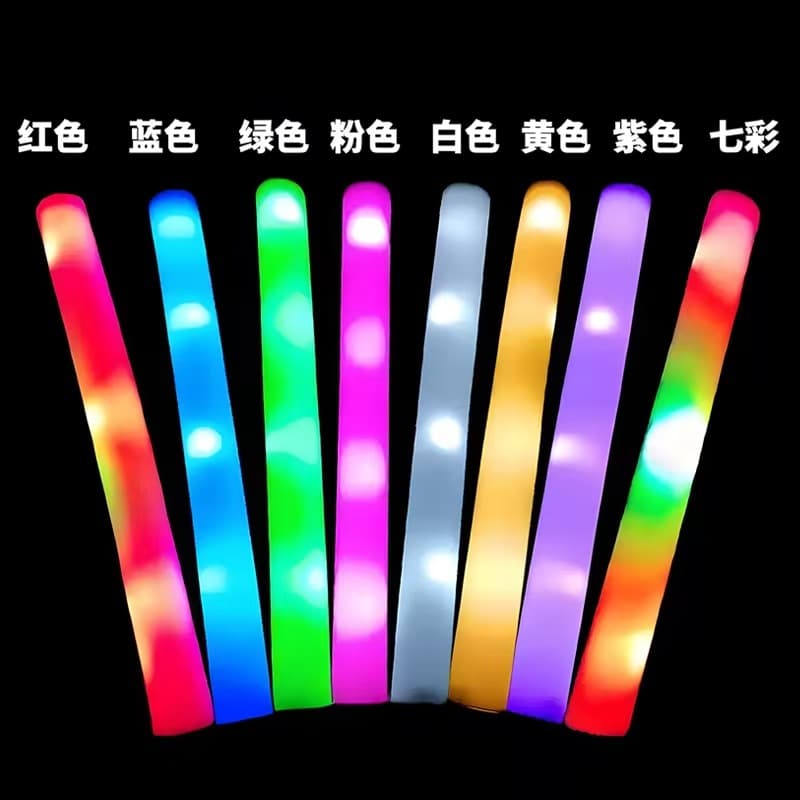 Sponge fluorescent sticks, foam flash sticks concert large seven-color glow sticks, hotel cheering props glow sticks