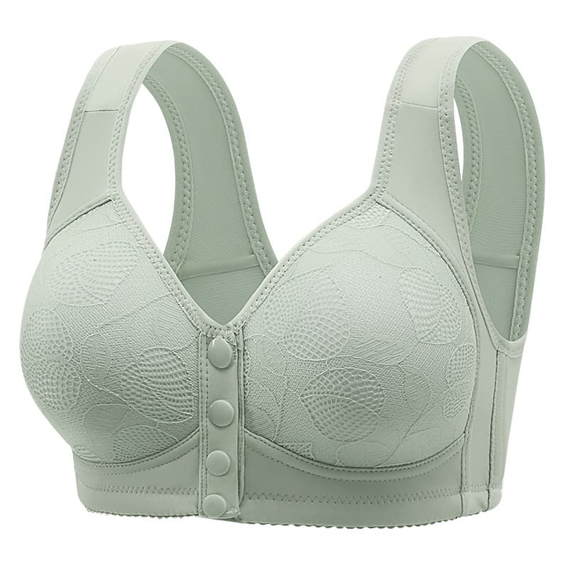 Fixed cup front-closure mother's middle-aged and elderly women's underwear, plus size wire-free bra, thin style vest-style bra.