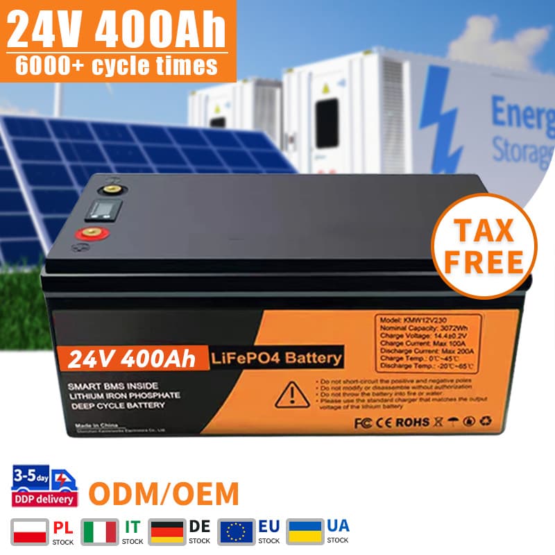 24V 400Ah Lifepo4 Battery Pack Smart BMS RV Solar Stystem