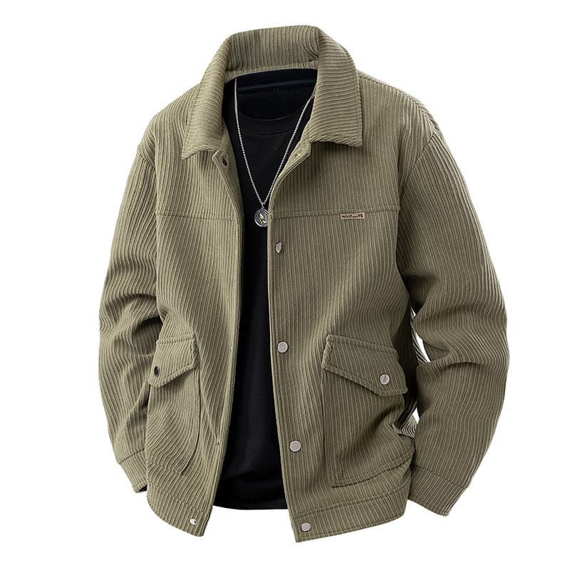 Corduroy 2025 New Men's Jacket Spring Autumn Fashion Streetwear Turn-down Collar Coat