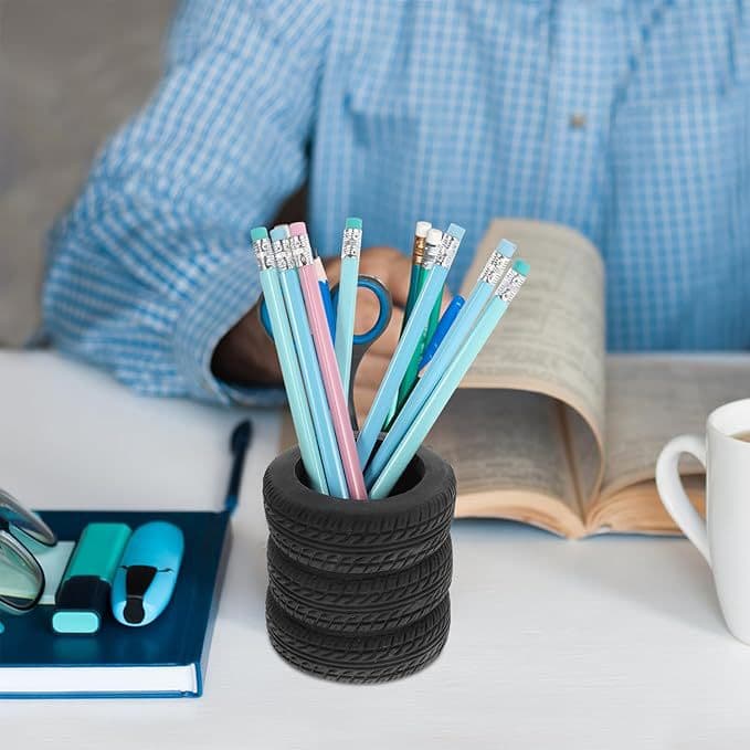 Cross-border Creative Tire-shaped Office Supplies, Desktop Multi-functional Storage Pen Holder, Makeup Brush Cup Decorative Ornament