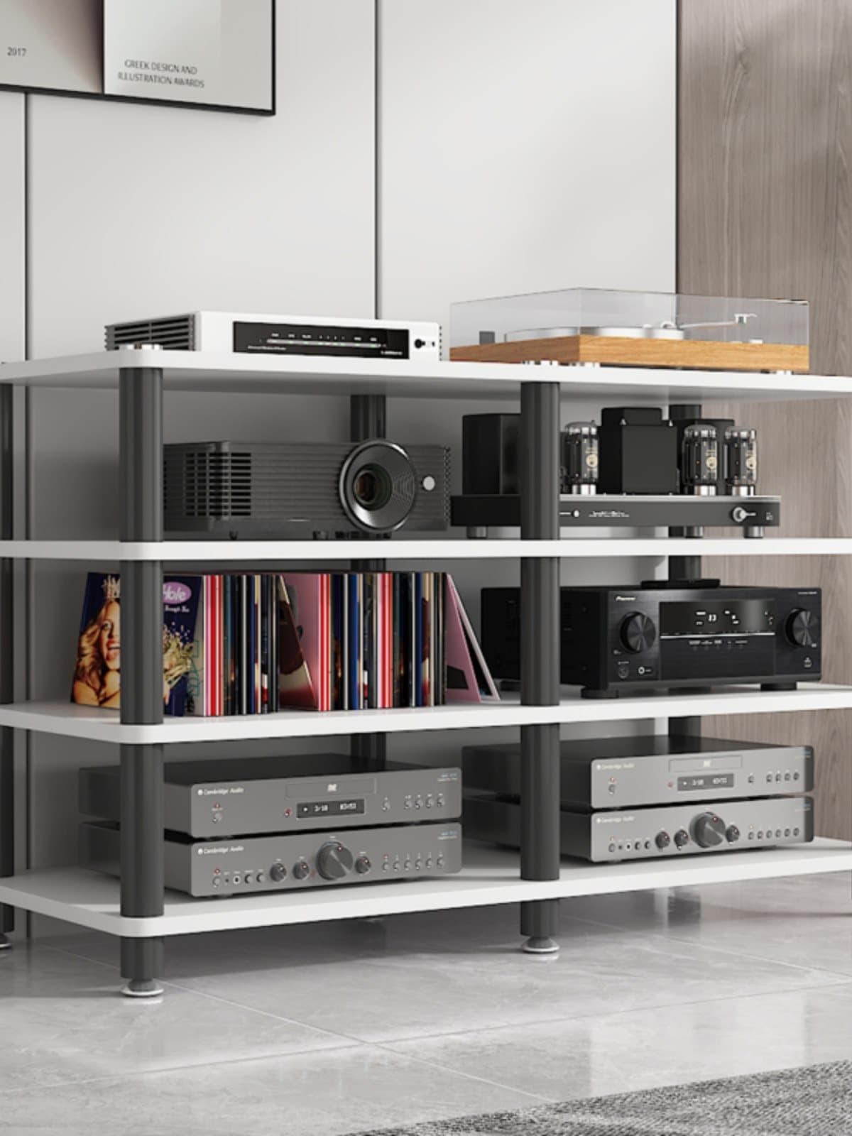 Amplifier Cabinet and Rack for Audio Equipment, CD Players, and Living Room Storage
