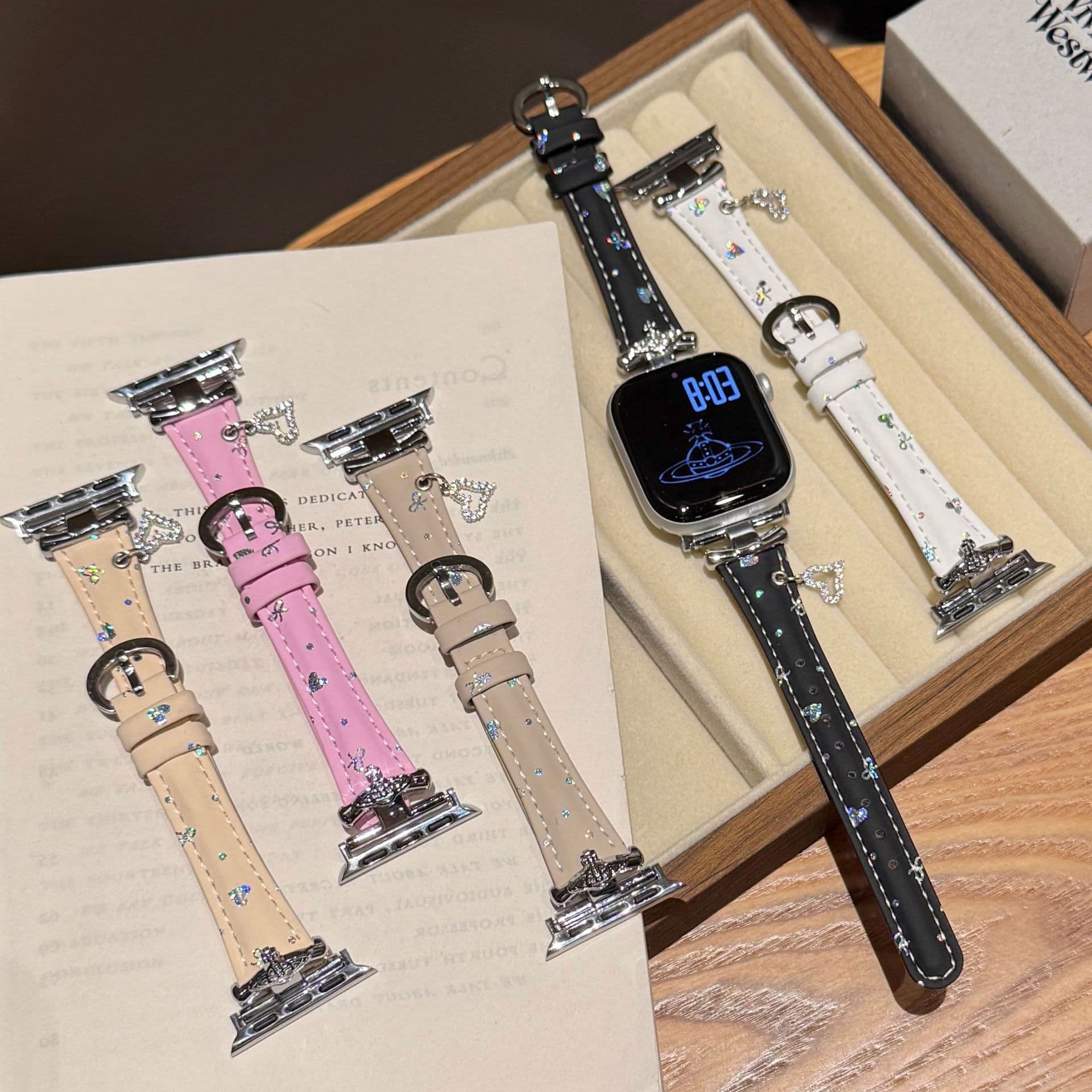 Compatible with Apple S10 Heart Pendant Genuine Leather S11 Watch Band iWatch 987 Apple Watch New Model Xiaomi 9 Pro