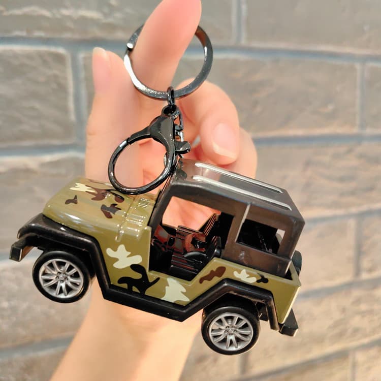 Creative Mini Jeep Pull Back Police Car Keychain Pendant Children's Car Toy Keychain Grabber Gift Wholesale
