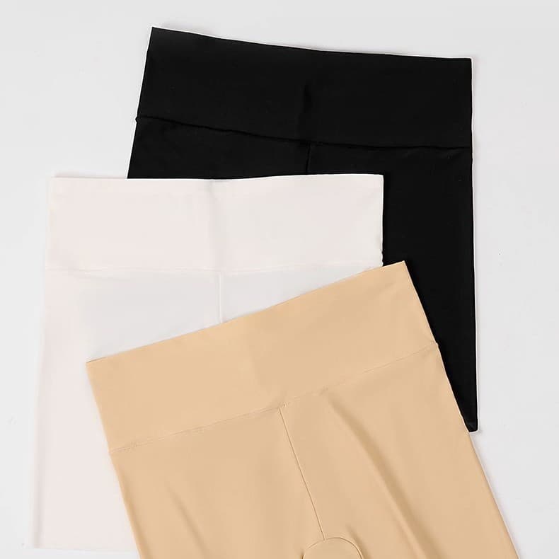Ice Silk Seamless High-Waist Women Safety Shorts Summer Thin 3/4 Length Base Anti-Peep Flat Leg Pants