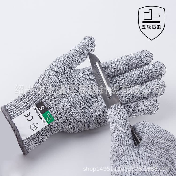 Factory wholesale of Grade 5 HPPE cut-resistant gloves, cut-resistant gloves for slaughterhouses, kitchens, and glass construction.
