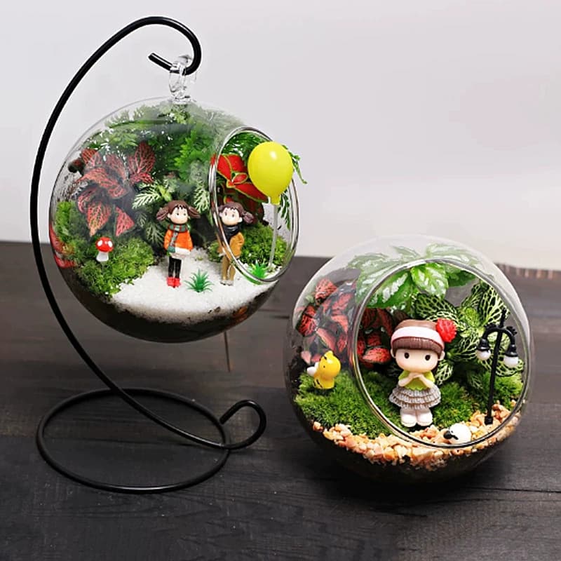 Mini Landscape Ecosystem Bottle DIY Plant Terrarium, Transparent Glass Vase, Creative Moss Succulent Plant Hanging Bottle