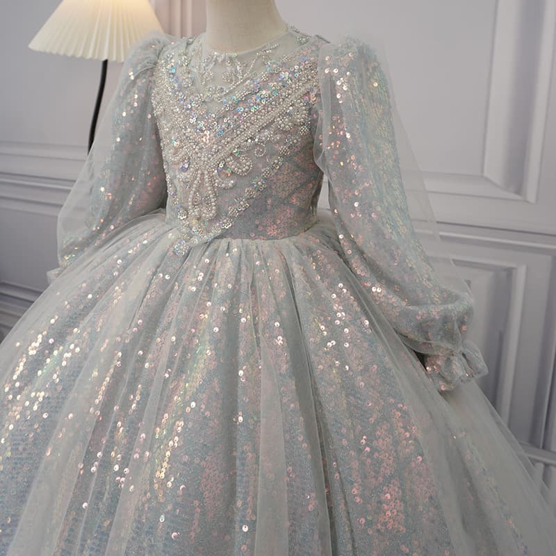 Girl's Piano Performance Dress Birthday Party Children's Princess Dress Flower Girl Wedding Little Girl Evening Gown Autumn