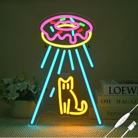 Donut UFO Dimmable USB Neon Light for Wall Decoration, Donut Shop Donut Lovers