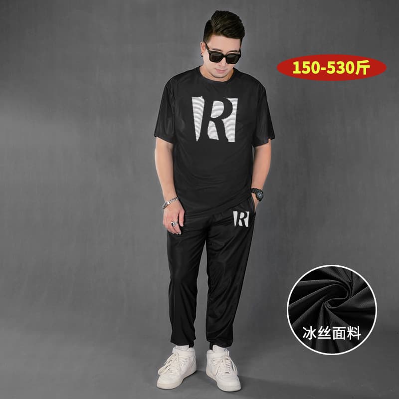 T6037T-shirt-D7037B ice silk shorts-C8037B ice silk trousers versatile casual suit