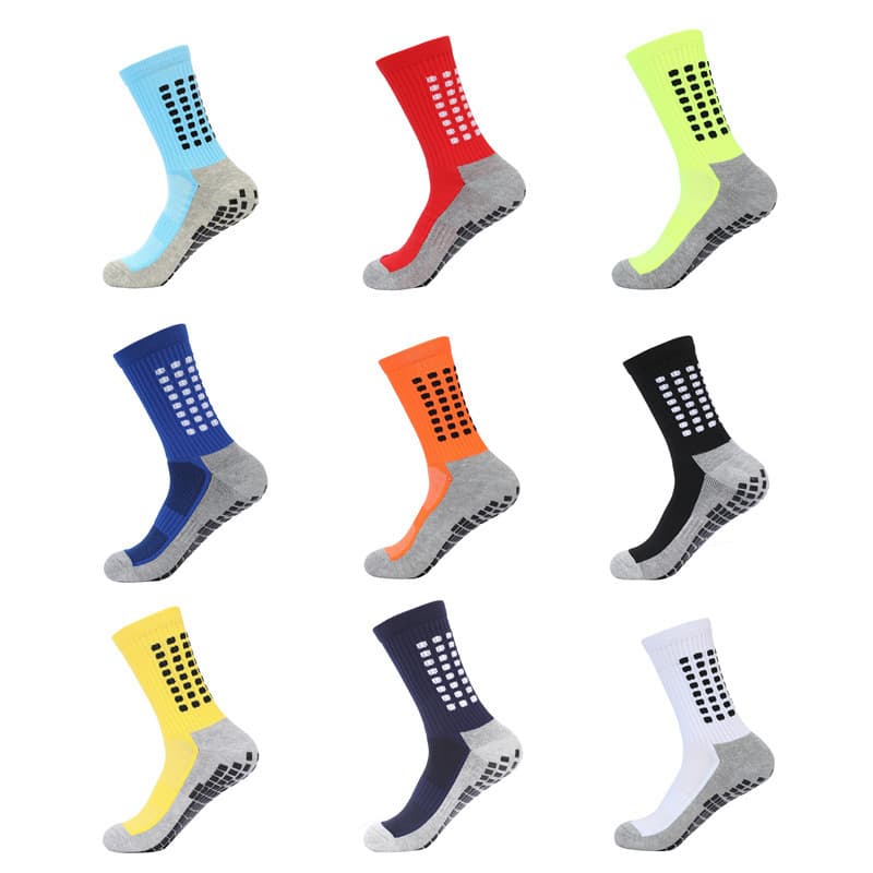 FREE WIND Gray Base Square Dot Grip Towel Bottom Thickened Silicone Non-Slip Dot Grip Football Socks Grip Sock