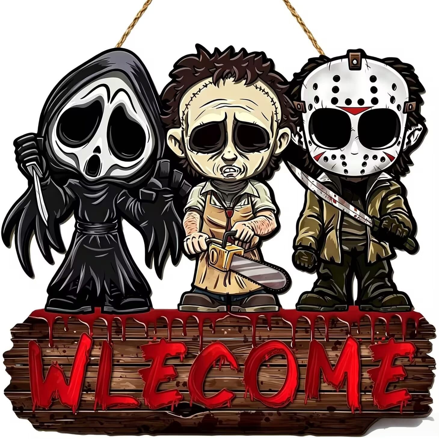 Cross-Border Halloween Decoration Scary Wooden Door Sign Screaming Death Door Decoration Hanging Sign Scene Setup Prop