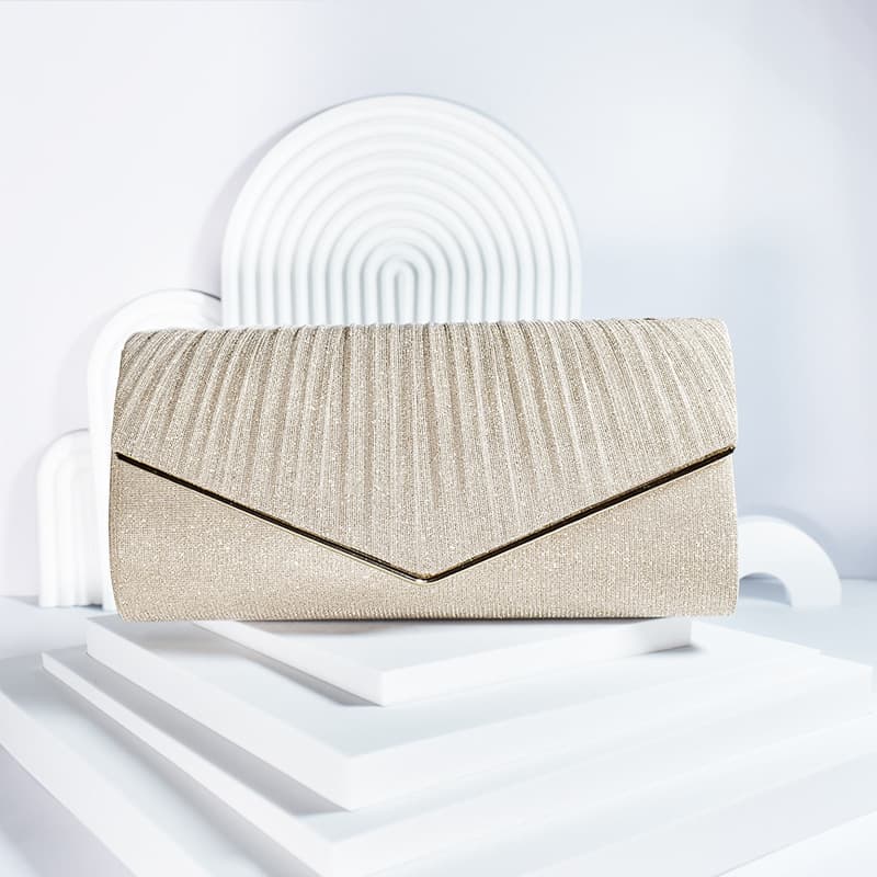 Cross-border Fashion Evening Bag Clutch Bridal Bag Pleated Sparkle Wedding Bag Prom Party Bag