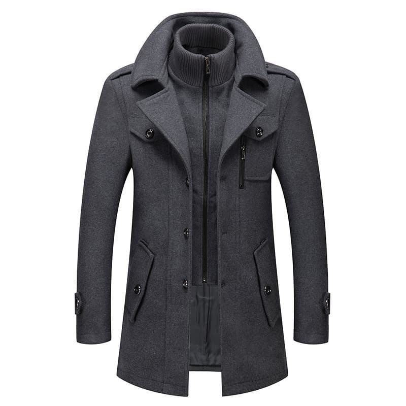 Autumn and winter new men's woolen coat business middle-aged double-collar woolen coat men's cross-border delivery woolen coat for men