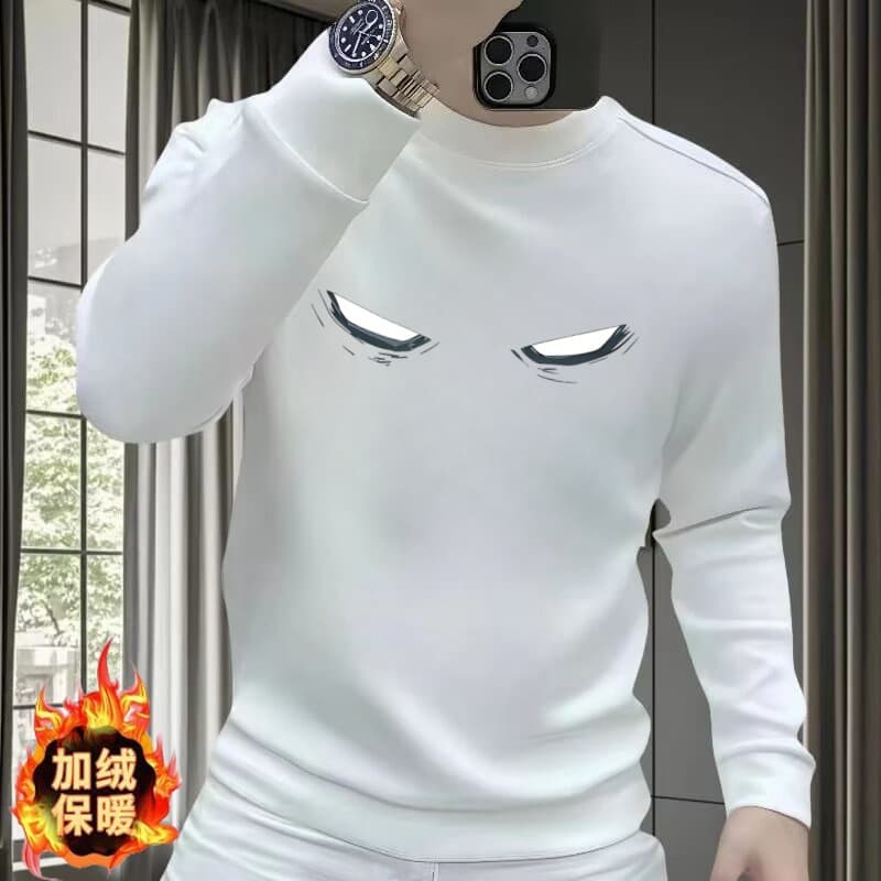 New This Year Streetwear Fall Winter Emoji Print Hoodie Men Slim Fit Fashion Versatile Edgy Stylish Top Trendy