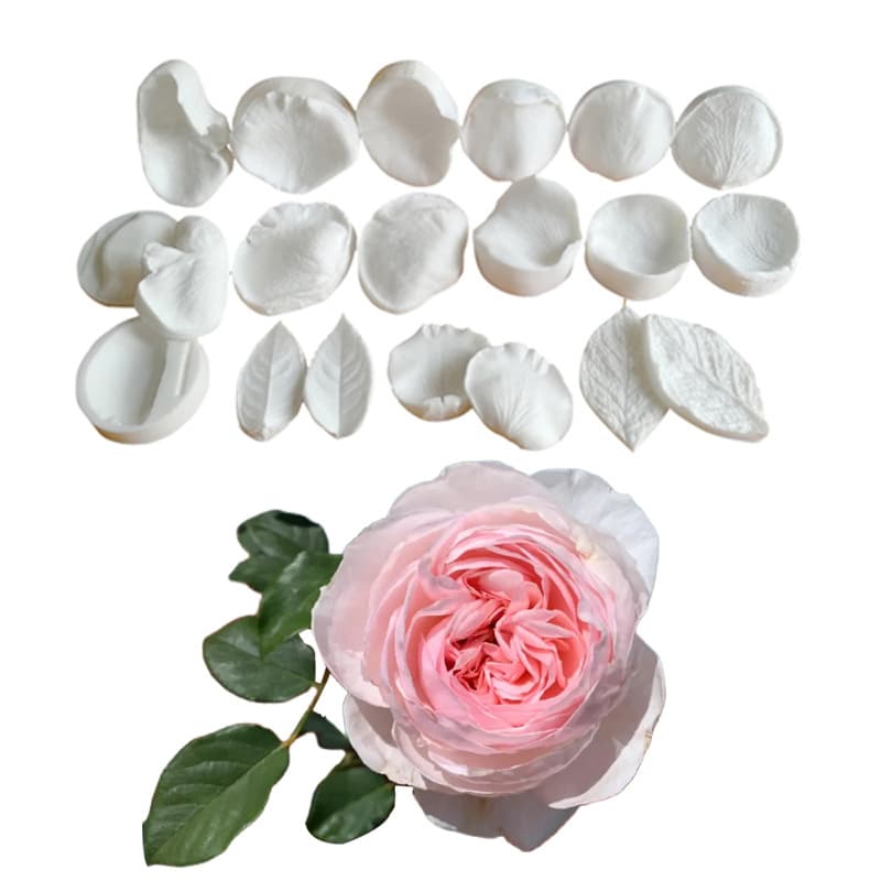 Large Rose Silicone Mold for Fondant, Gum Paste, and Polymer Clay - Flower Petals and Leaves