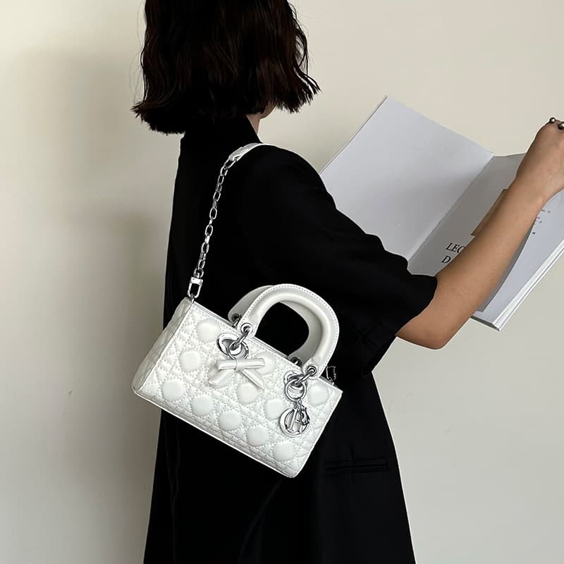 Djia horizontal style color-blocked bow Diana bag 2026 new versatile one-shoulder cross-body chain bag fashion handbag