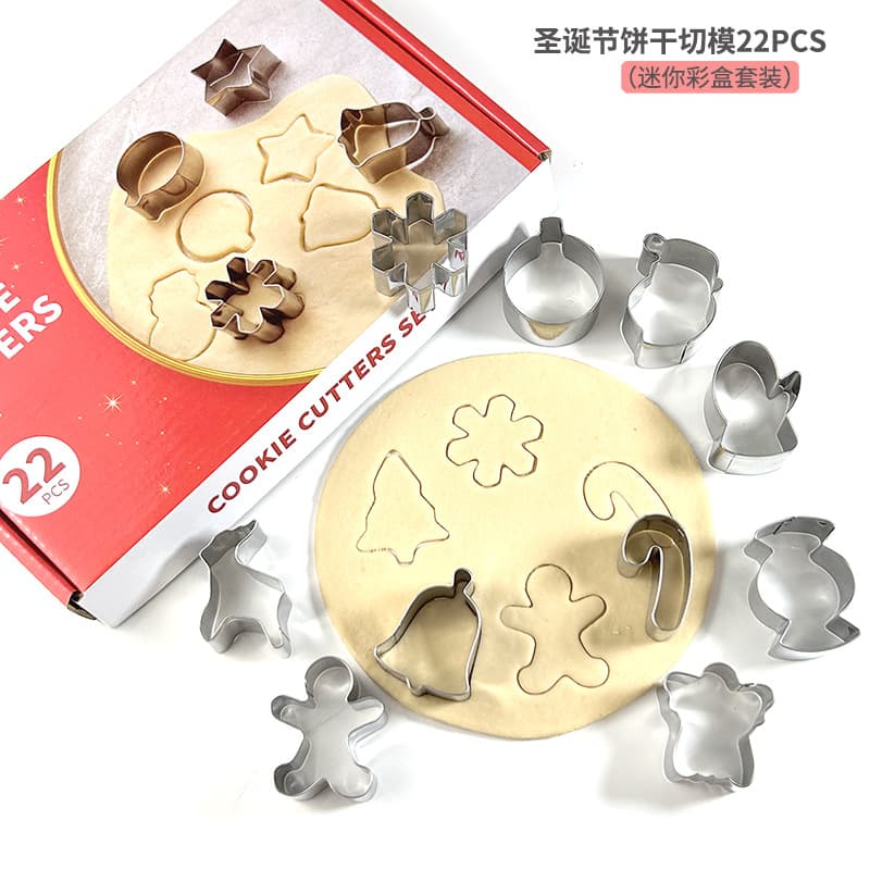 Christmas Cookie Mold Mini Cookie Cake Mold 22 Piece Set DIY Baking Snowflake Gingerbread Man Cutting Mold