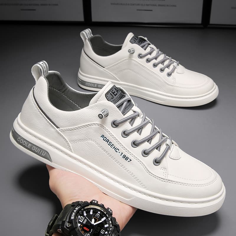 Men's 2025 New Winter Casual Leather Shoes Korean Trendy Versatile Sports Shoes White Board Shoes