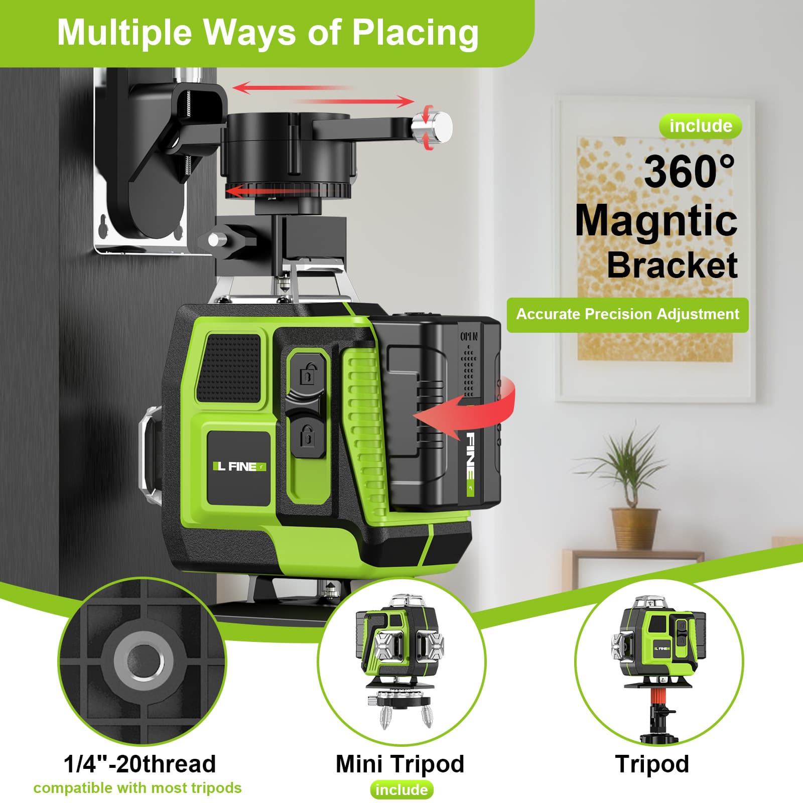 LFINE 4D 16-Line 3D 12-Line Green Laser Level Laser Level Line Projector Laser Level Wholesale