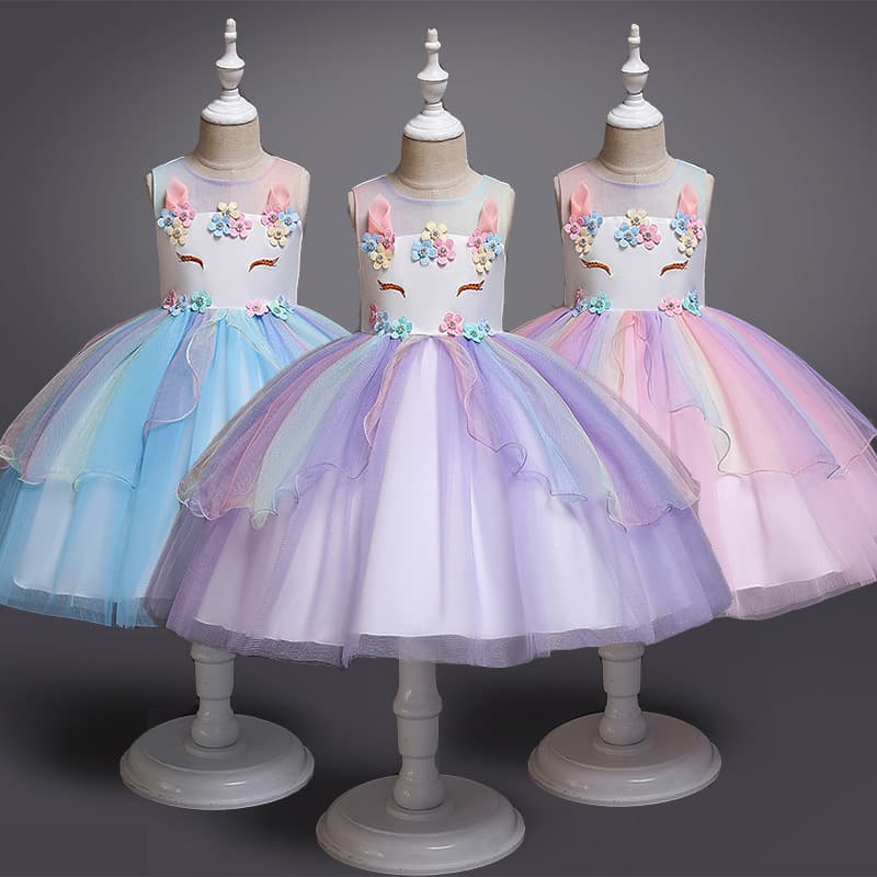 Girls Princess Dress Flower Girl Birthday Performance School Dance Amazon Tutu Tulle Short Dress