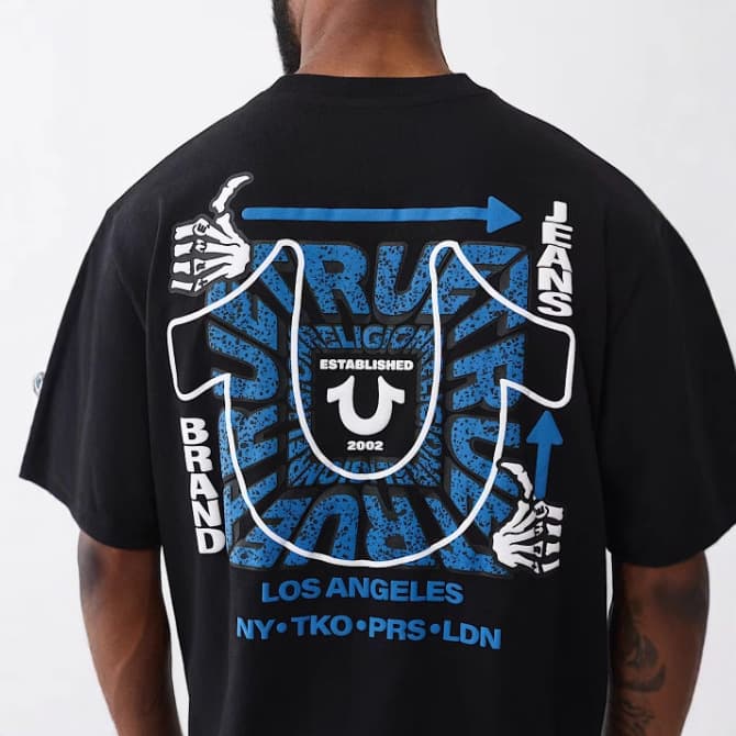 American street hip-hop TRUE RELIGION printed loose summer short-sleeve T-shirt