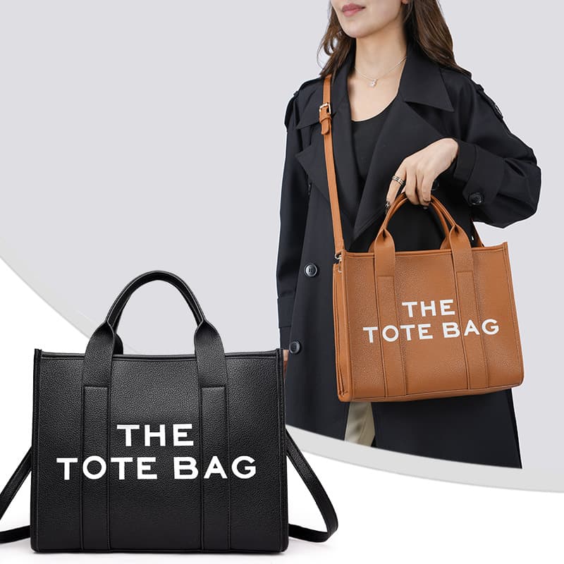 Ready stock handbag tote bag solid color trendy simple large capacity fashionable letter western style niche tote bag for women