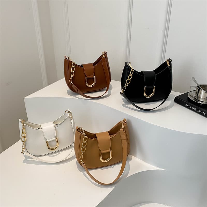 Spring Textured Shoulder Bag Casual Crossbody Baguette Bag Vintage Small Bag 2024 New Fashion Commute Handbag for Women