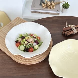 Ins-Style Irregular Scalloped Tree Grain Plate, Creative Salad Plate Deep Plate, Western Pasta Plate, Restaurant Dessert Plate