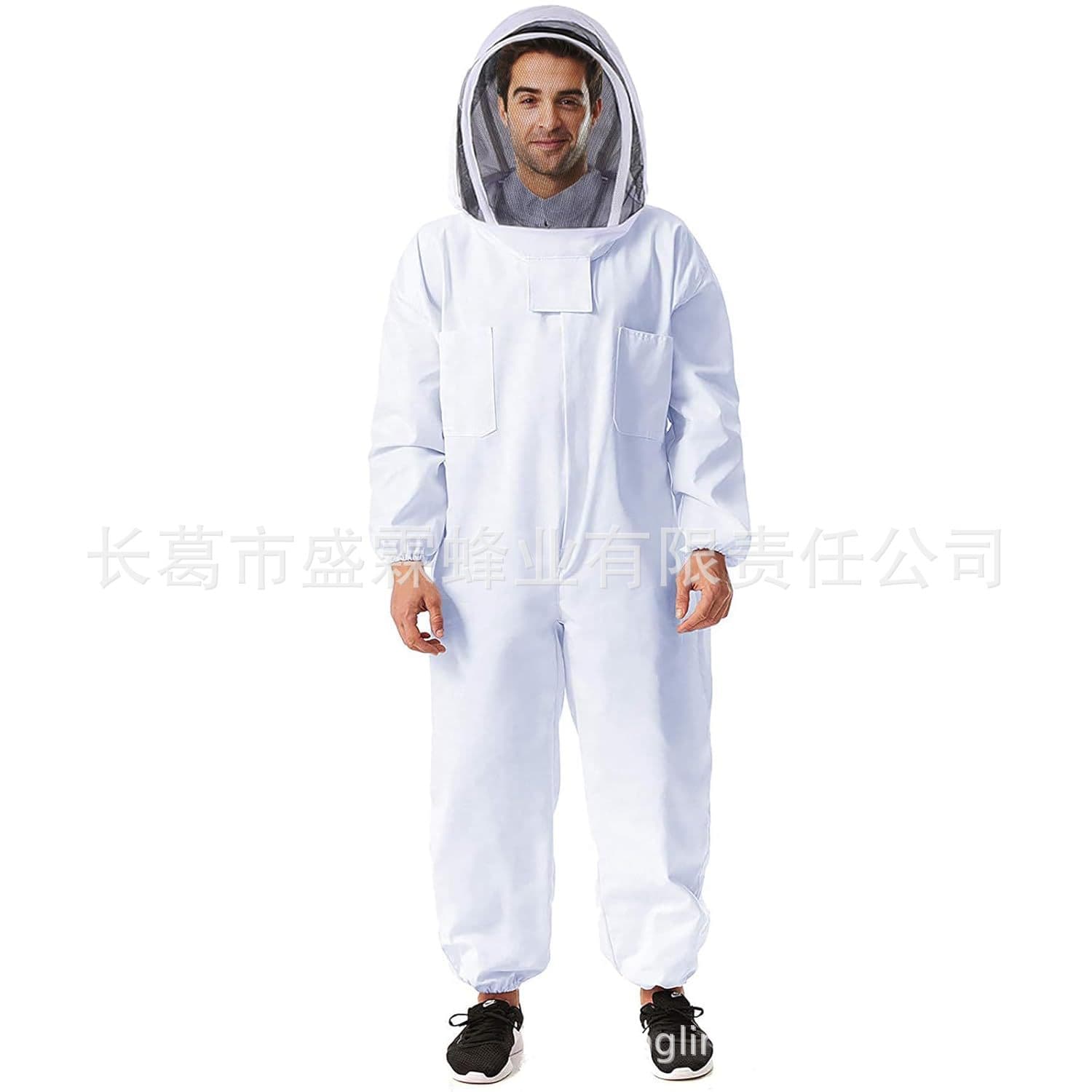Beekeeping equipment, thickened white space suit, one-piece split bee suit, white space suit and sheepskin gloves set