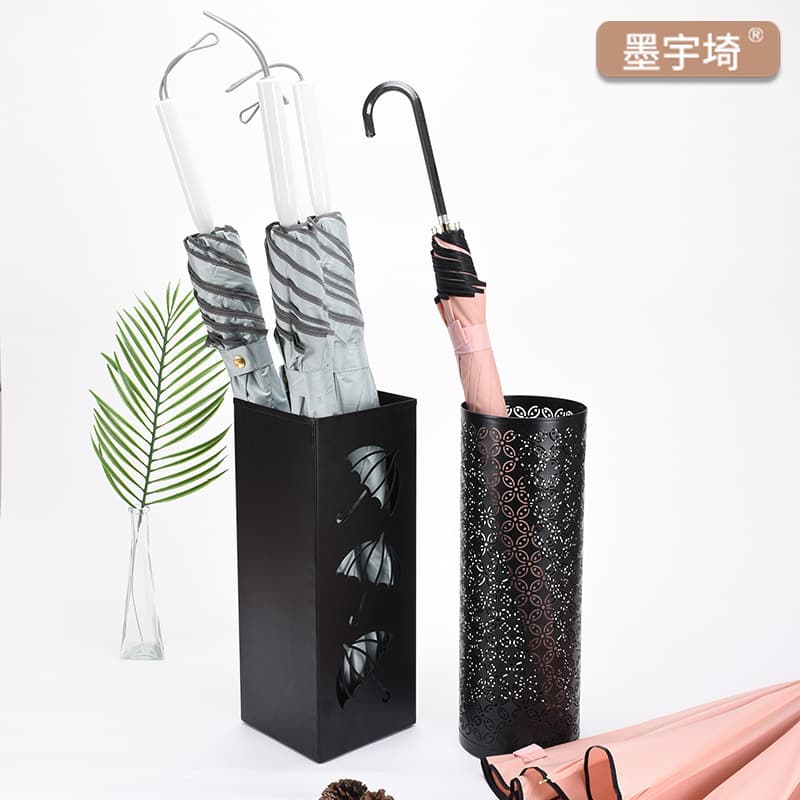 Metal Stamped Floral Umbrella Bucket for Home Storage, Minimalist Umbrella Organizer, Lobby Stand with Newspaper Holder
