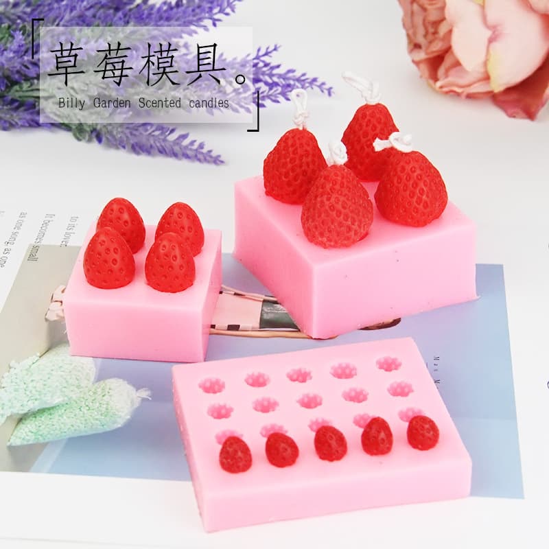 Large Medium Small Strawberry DIY Dessert Baking Chocolate Scented Candle Resin Clay Silicone Mold Icing Accessories