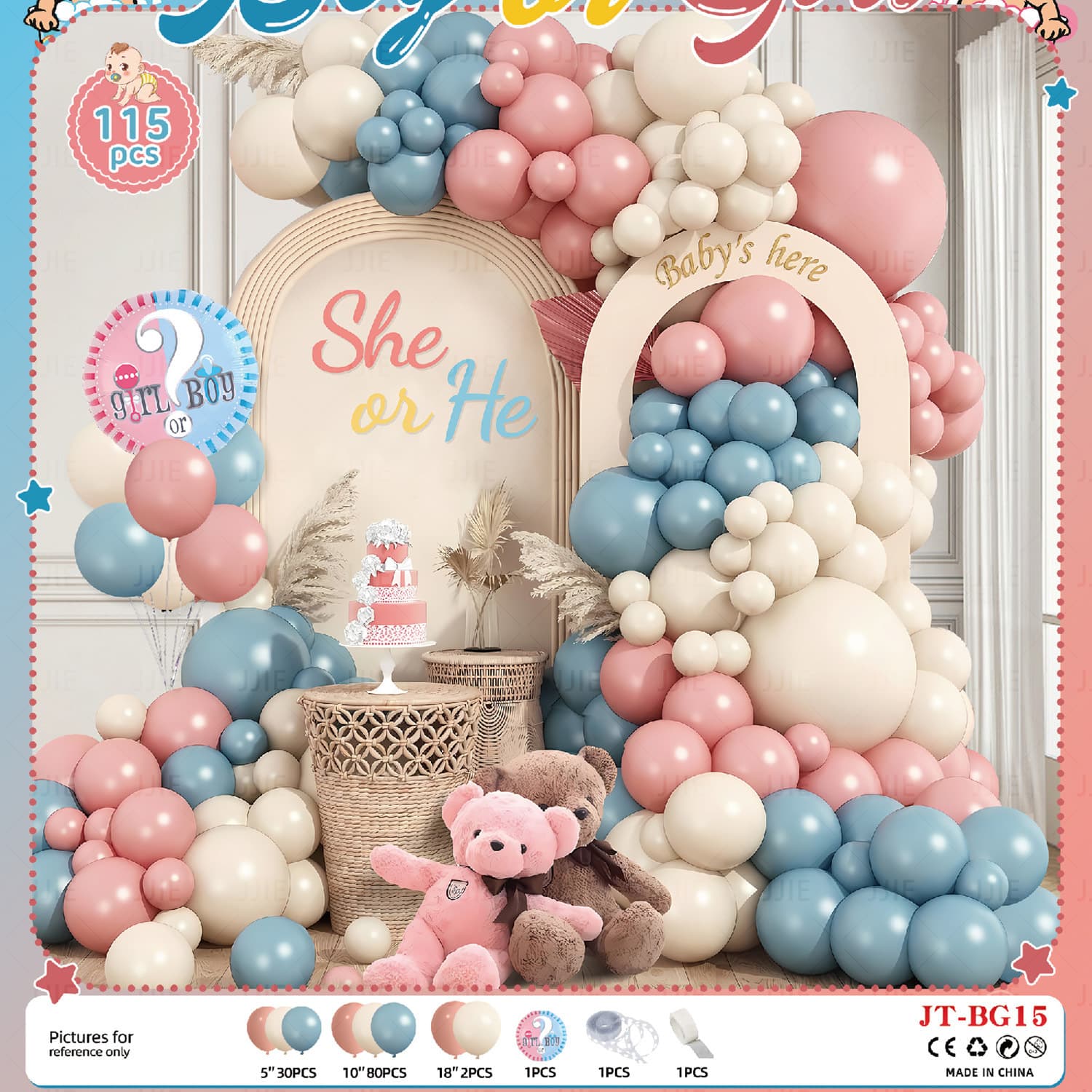 Boy Girl Baby Shower Gender Reveal Decoration Aluminum Foil Balloons for Children's Birthday Full Moon Party Setup