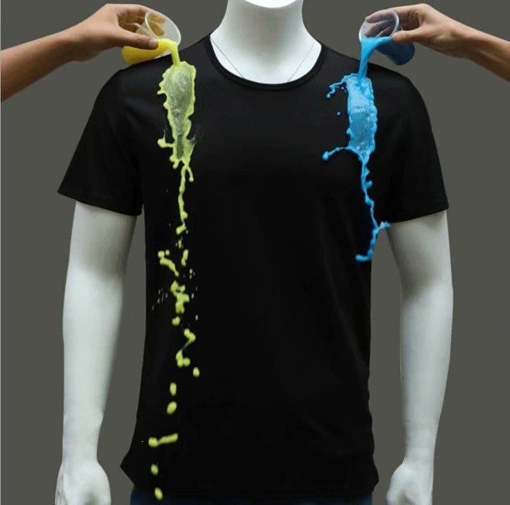 Ice Silk Mesh T-Shirt Men's Short Sleeve Breathable Sports Quick-Dry Shirt Black Technology Nano Waterproof Stain-Resistant Water-Repellent Men's Wear