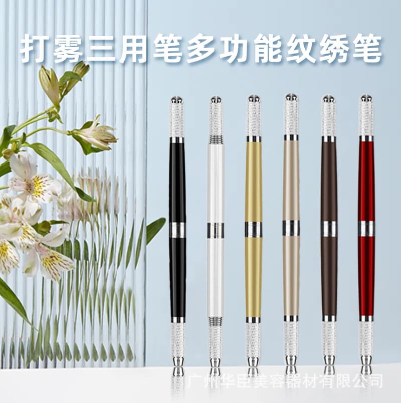 Tattoo Manual Pen 3-in-1 Semi-Permanent Shading Pen Eyebrow Round 3 Needle High-End Multi-Function Eyebrow Liner Pen