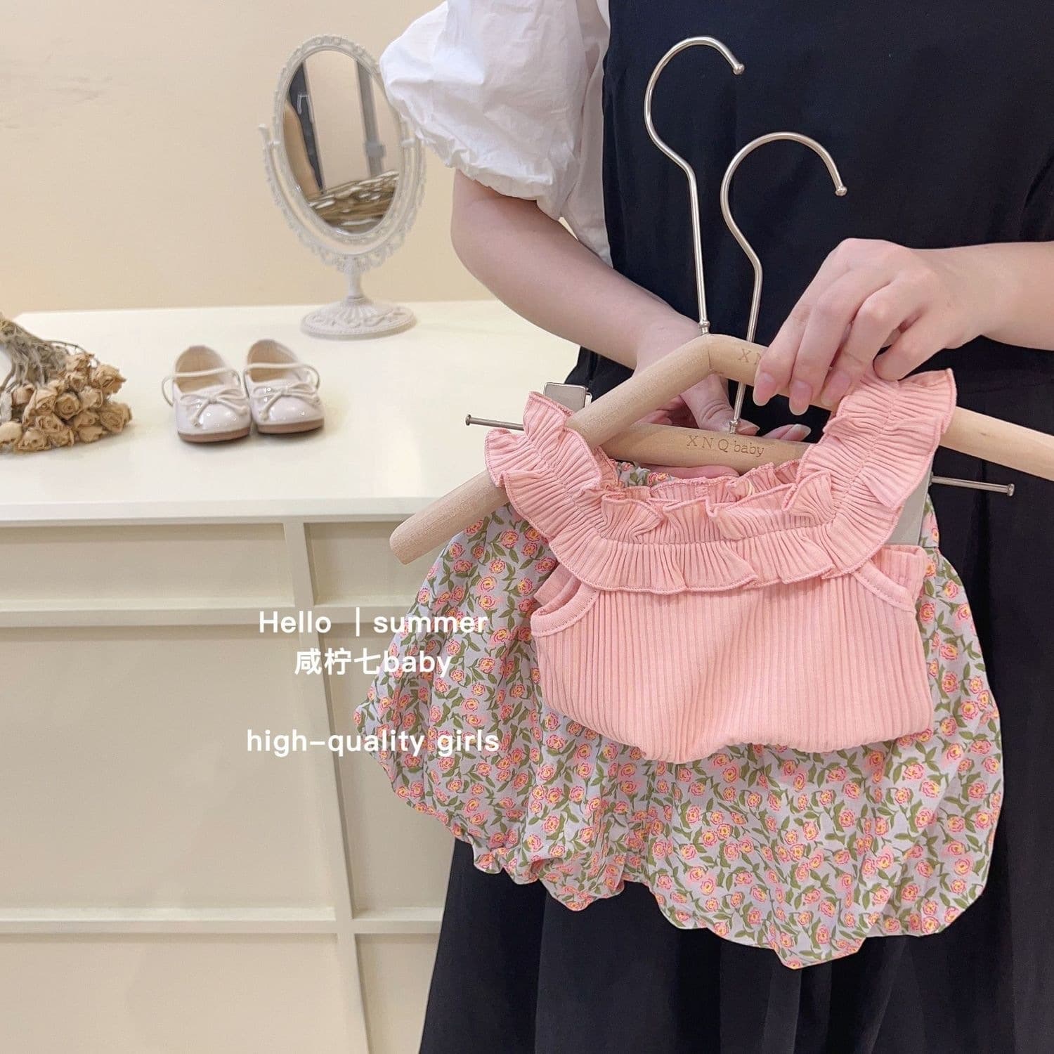 Girls' Summer Trendy Outfit Set 2026 New Stylish Korean-Style Baby Summer Children's Vest and Shorts Two-Piece Set
